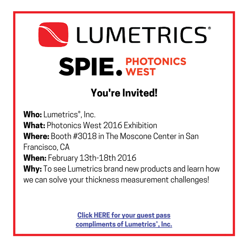 photonics west 2016, Thickness Measurement, non-contact thickness measurement, optical thickness measurement